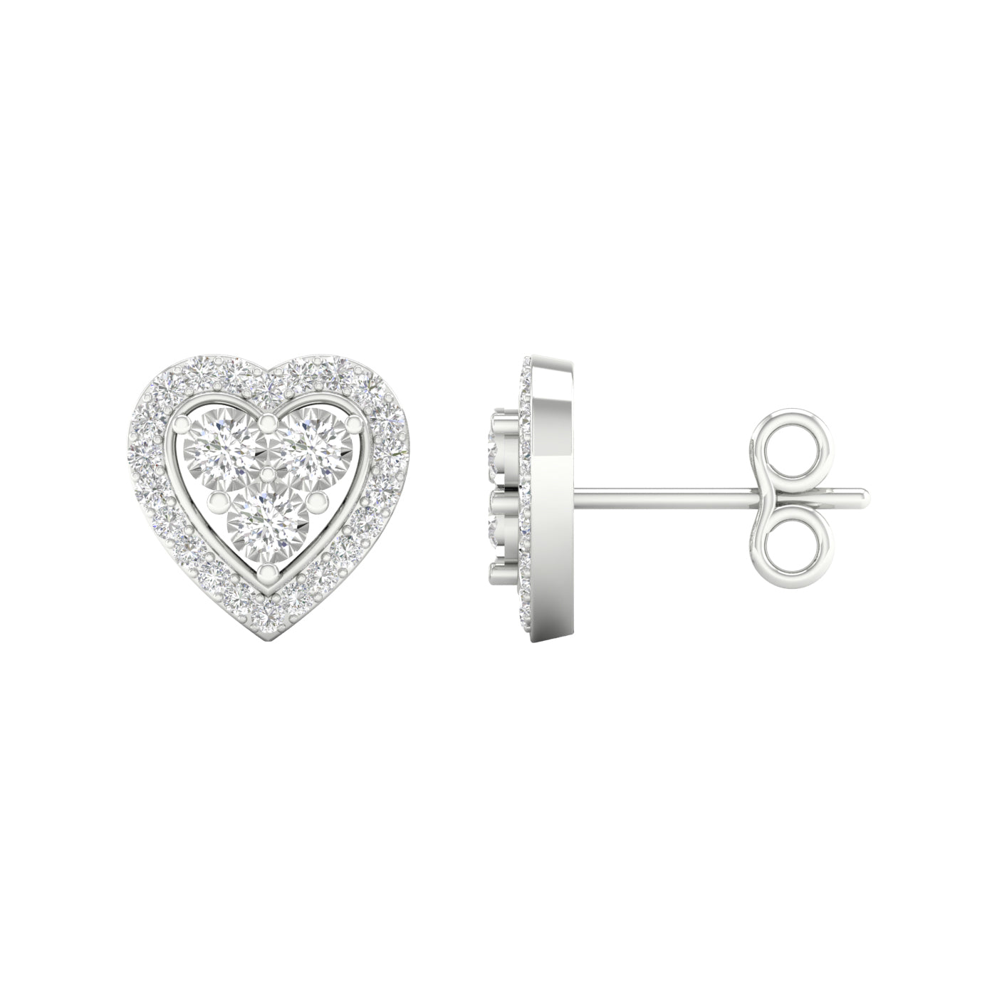 10K White 0.16Ct D-Earrings Heart