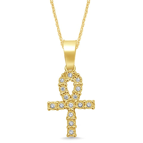 10K Yellow 0.10- 0.12 Ct D-Charm Ankh