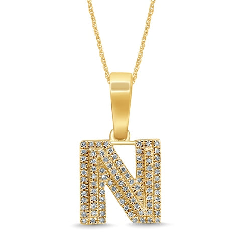 10K Yellow 0.15Ct D-Micropave Initial   N