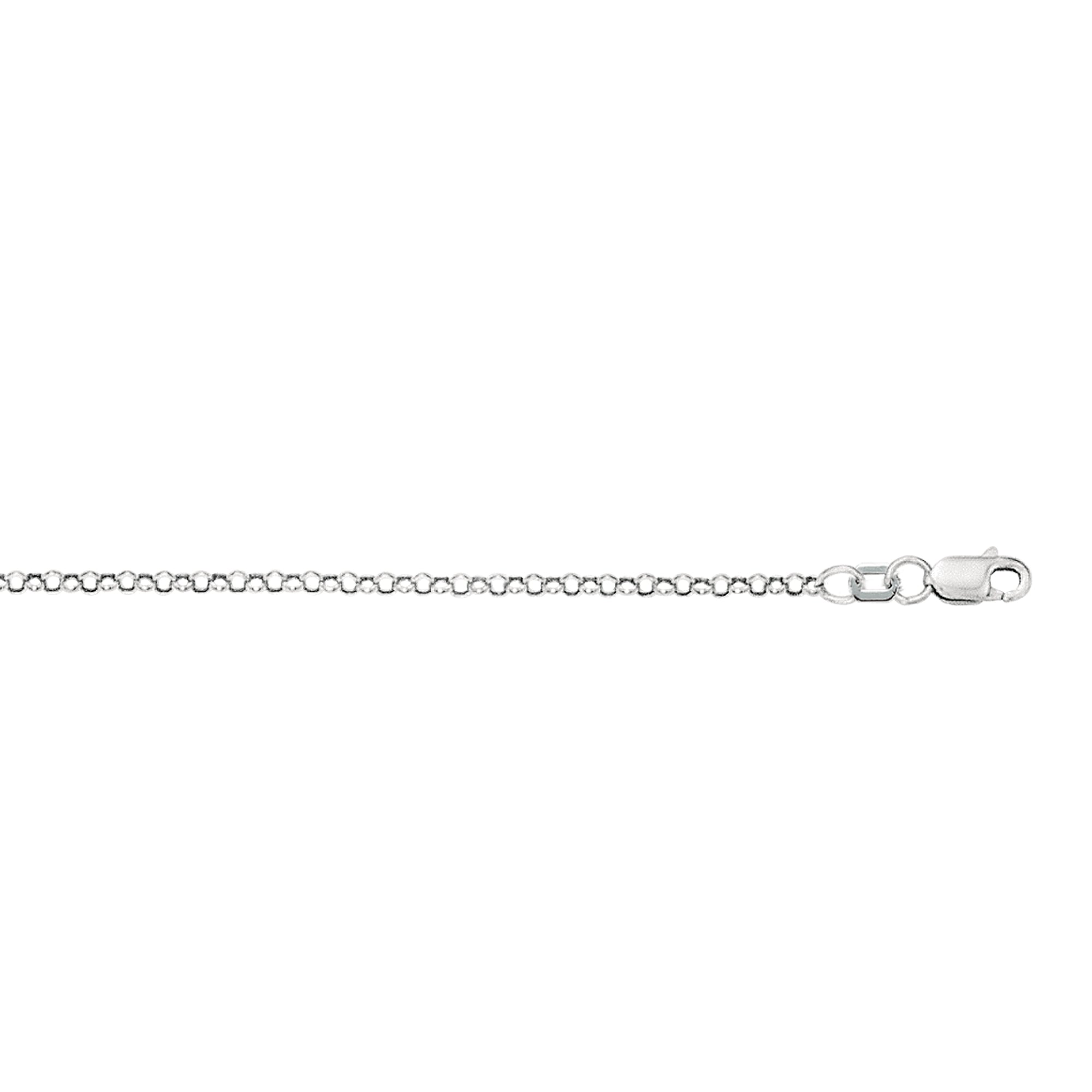 10K White Gold 2.4mm Lite Rolo 20" Chain with Lobster Lock