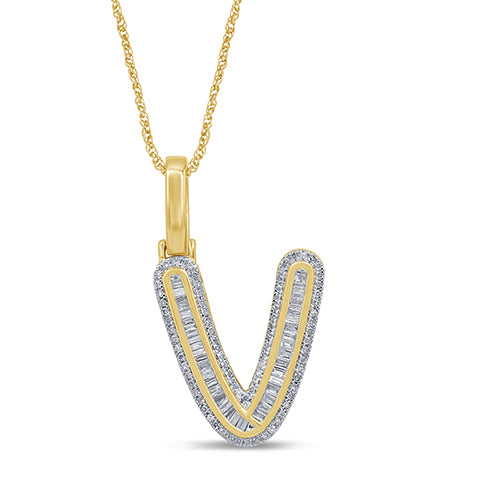 10K Yellow 0.41- 0.47 Ct D-Baguette Initial  V