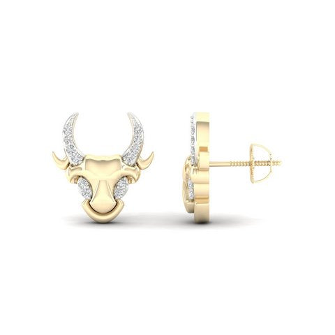 10K Yellow 0.08Ct D-Earring Bull