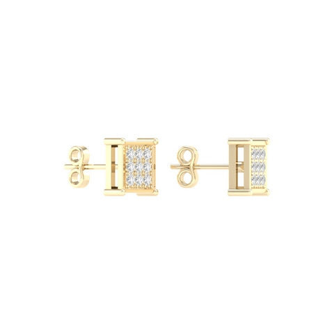 10K Yellowspl Price  0.05Ct D-Micropave Earrings Square