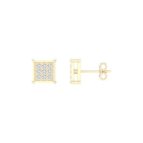 10K Yellowspl Price  0.05Ct D-Micropave Earrings Square