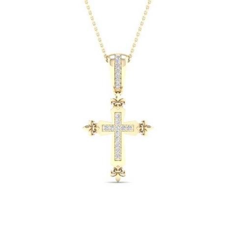 10K Yellow 0.05Ct D-Cross Ladies Charms