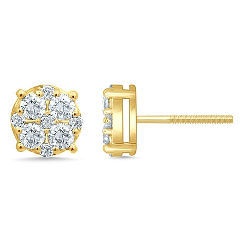 10K Yellow 0.72-0.76Ct D- King Flower Earrings