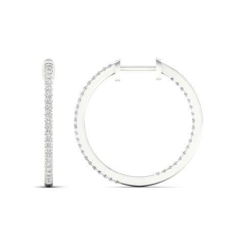 14K White 0.25Ct D-Hoop Earrings