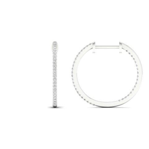 14K White 0.33Ct D-Earring Hoop