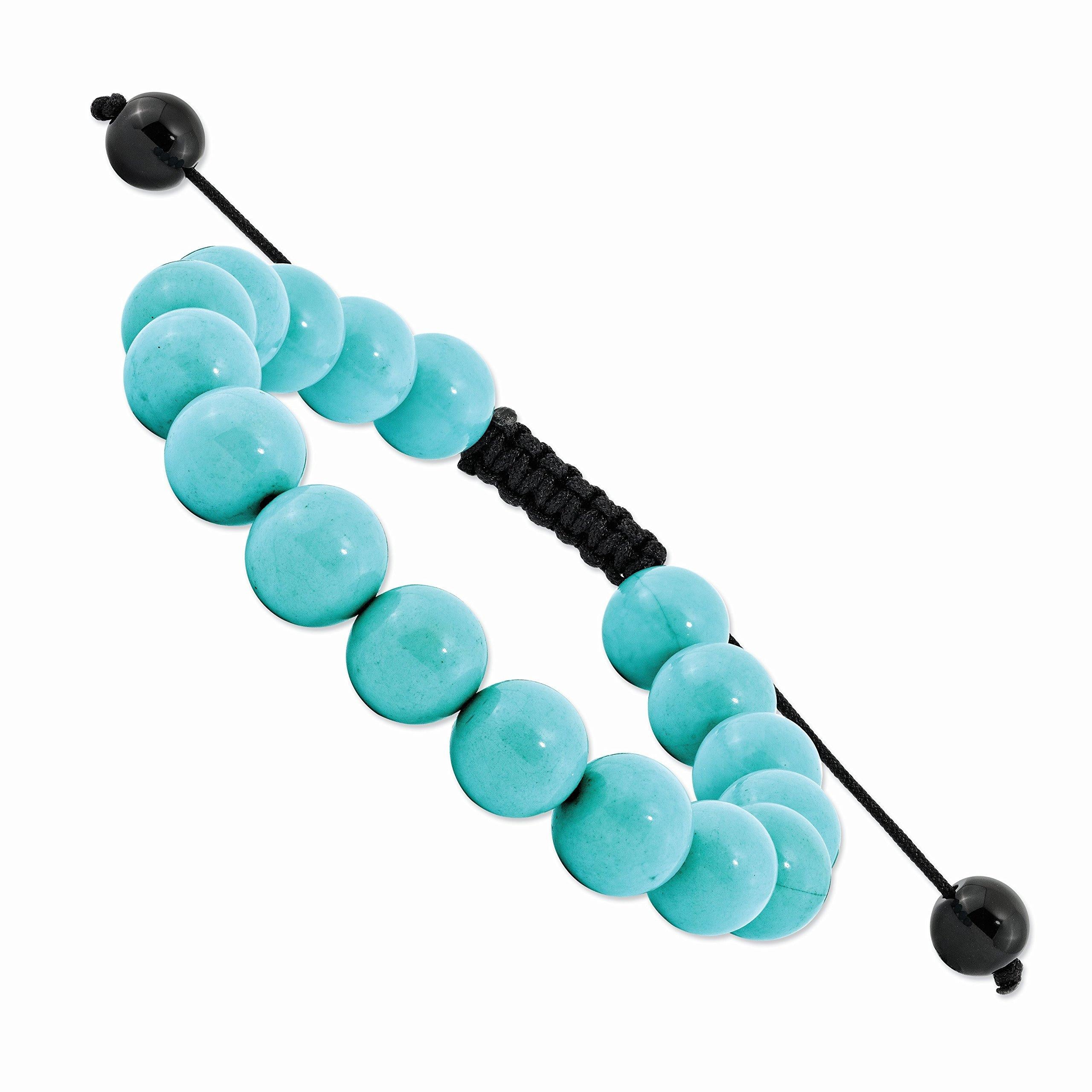 10mm Treated Turquoise and Black Cord Bracelet