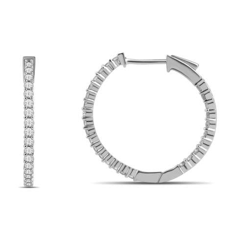 14K White 1.00Ct D-Earrings Hoops