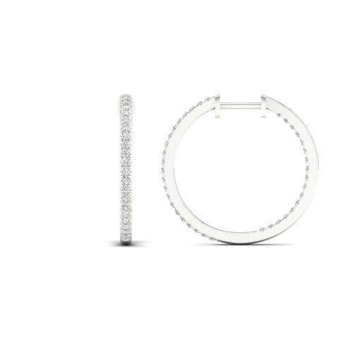 14K White 0.75Ct D-Earrings Hoops