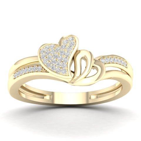 10K Yellow 0.12Ct D-Ladies Micropave Ring Heart