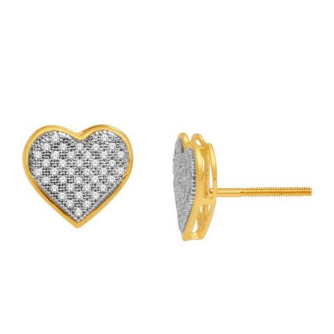 10K Yellow 0.25Ct D- Heart Earring