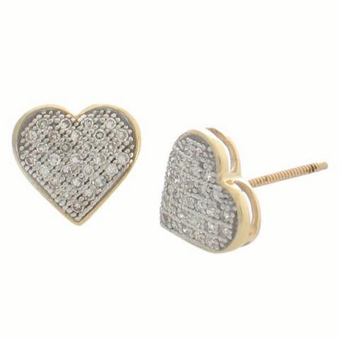 10K Yellow 0.20Ct D- Heart Earrings