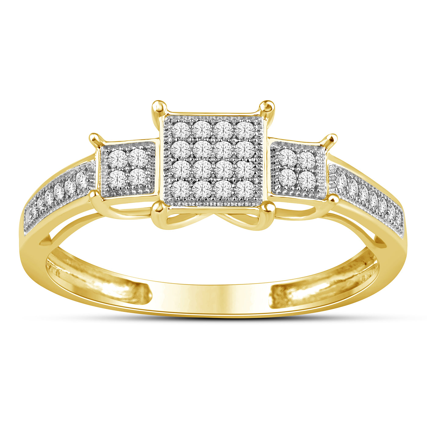 10K Yellow 0.12Ct D-Ladies Micropave Rings