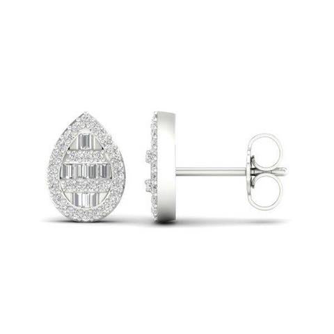 10K White 0.33Ct D-Baguette Earrings