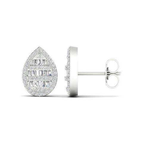 10K White 0.50Ct D-Baguette Earrings