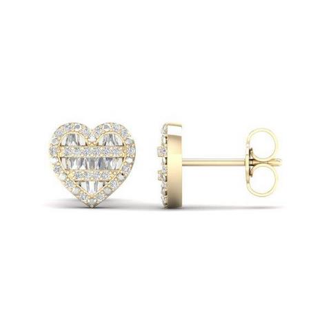 10K Yellowspl Price  0.22Ct D-Baguette Earrings Heart