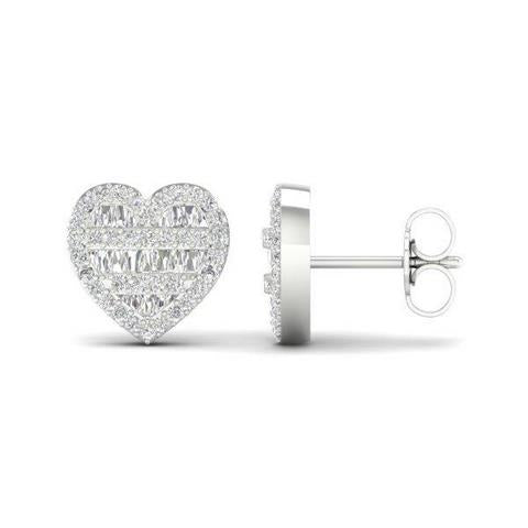 10K Whitespl Price  0.42Ct D-Baguette Earrings Heart