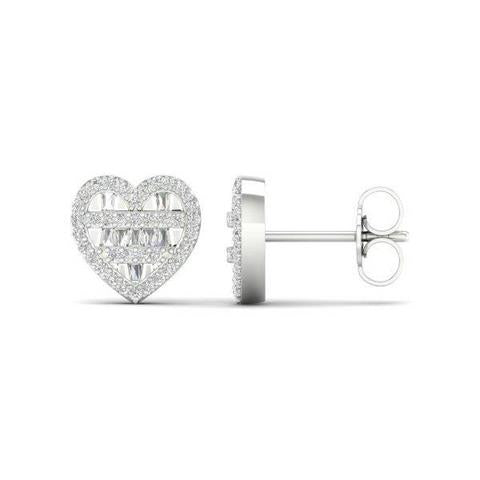 10K Whitespl Price  0.33Ct D-Baguette Earrings  Heart