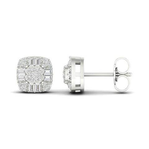 10K White 0.25Ct D-Baguette Earrings