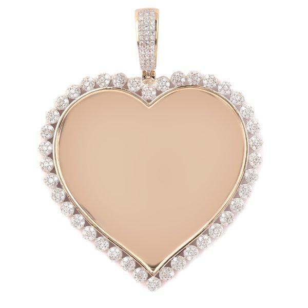 10K Yellow 1.00Ct D-Memory Pendants With Plate Heart