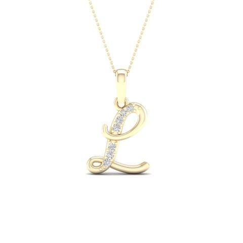 10K Yellow 0.04Ct D-Ladies Initial L