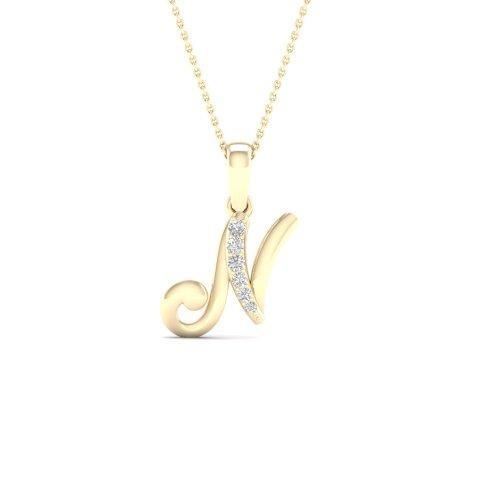 10K Yellow 0.04Ct D-Ladies Initial N