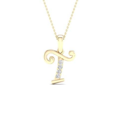 10K Yellow 0.04Ct D-Ladies Initial T