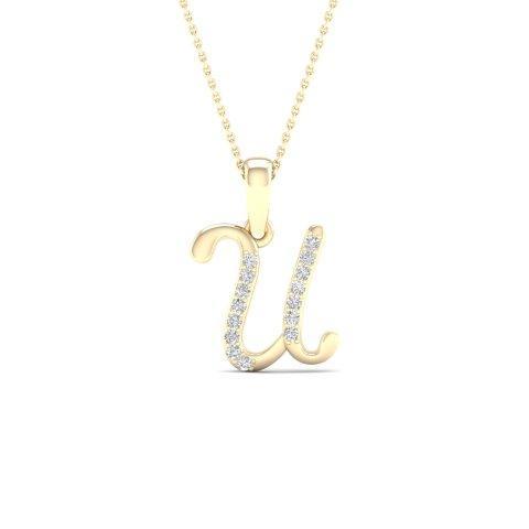 10K Yellow 0.04Ct D-Ladies Initial U