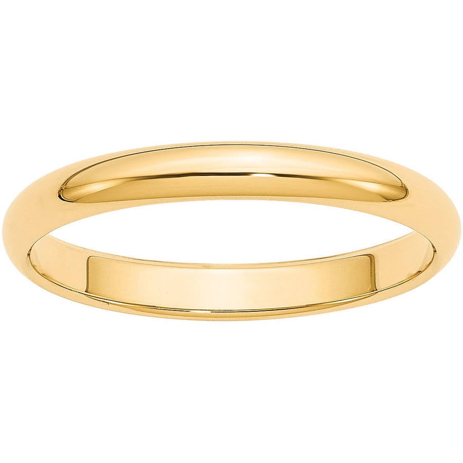 14k Yellow Gold 3mm Half-Round Wedding Band Size 8.5