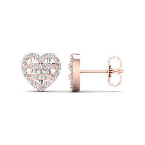 10K Pinkspl Price  0.33Ct D-Baguette Earrings Heart