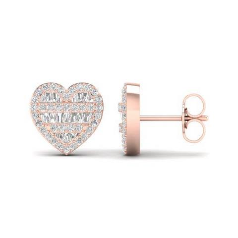 10K Pinkspl Price  0.42-0.50Ct D-Baguette Earrings Heart