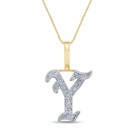 10K Yellow 0.56-0.67Ct D-Tattoo Initial Y Baguette