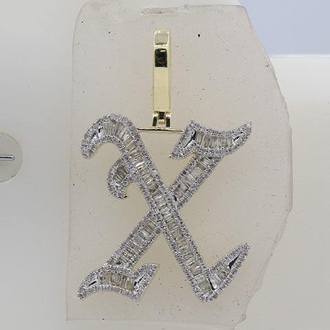 10K Yellow 0.75-0.78Ct D-Tattoo Initials X