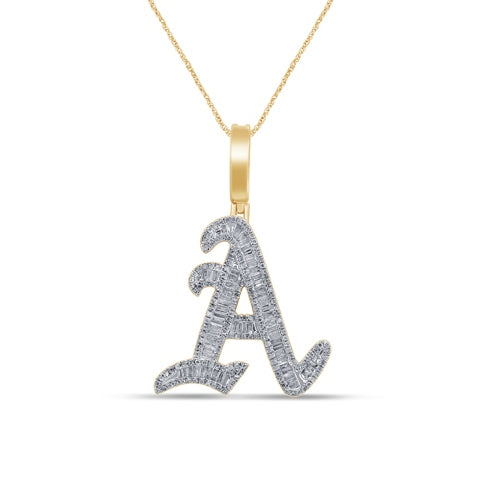 10K Yellow 0.74-0.81Ct D-Tattoo Initial A Baguettes