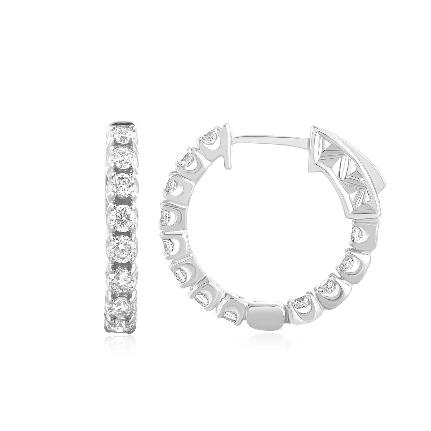 10K White 1.02-1.16Ct D-Hoops Earrings