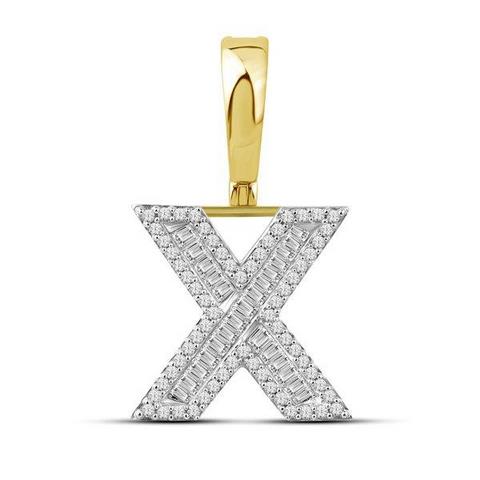 10K Yellow 0.40Ct D-Baguette Initial X