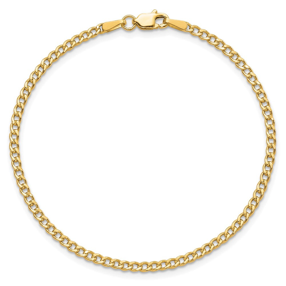 10k 2.5mm Semi-Solid Curb Link Chain Anklet