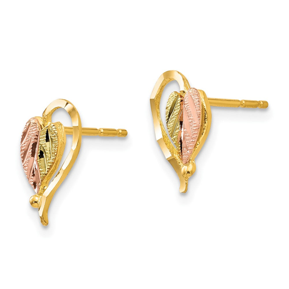 10k Tri-color Black Hills Gold Post Earrings