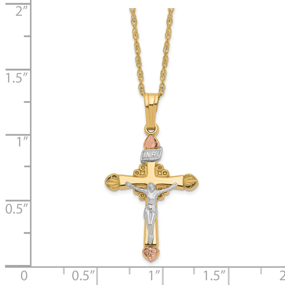 10k & 14k Gold Filled w/ 12k Accents Cross Necklace