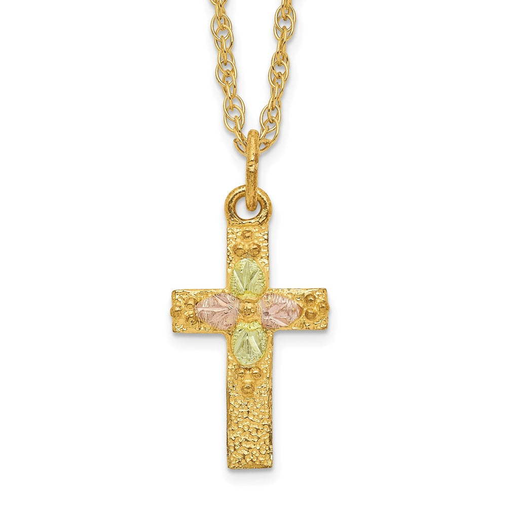 10k Tri-Color Black Hills Gold Cross Necklace