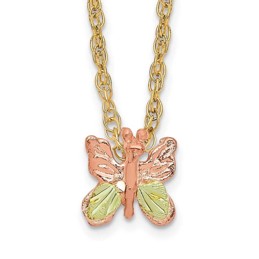 10k Tri-Color Black Hills Gold Butterfly Necklace