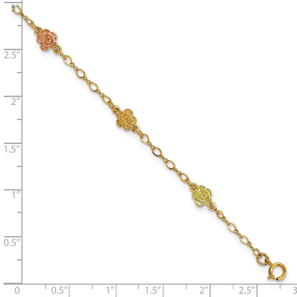 10k Tri-color Gold Black Hills Roses Bracelet