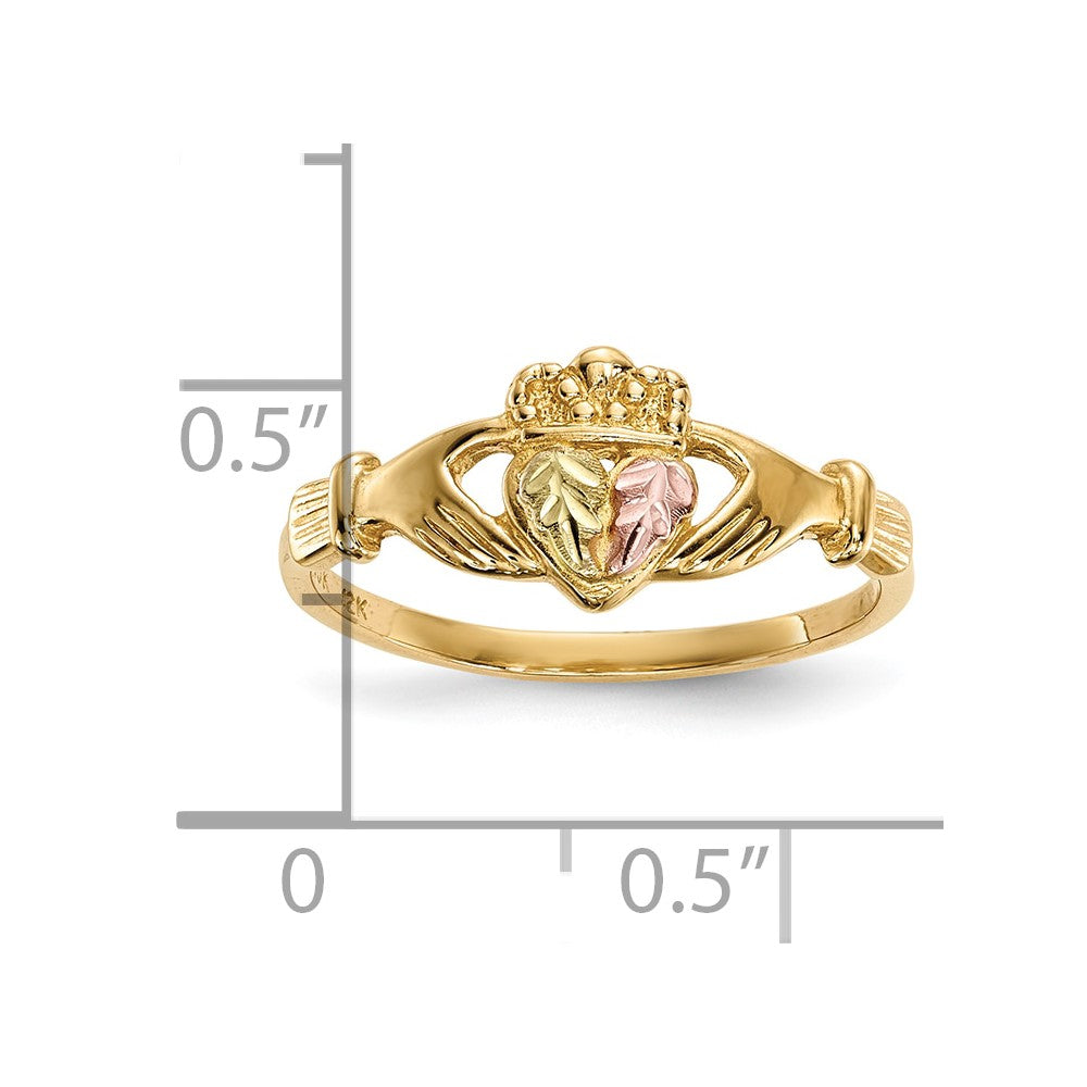 10k Tri-Color Black Hills Gold Claddagh Ring