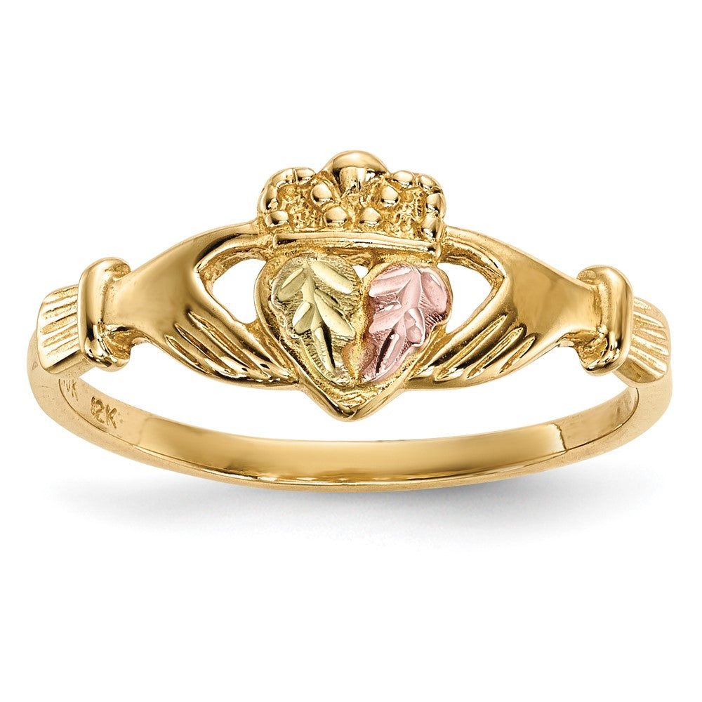 10k Tri-Color Black Hills Gold Claddagh Ring