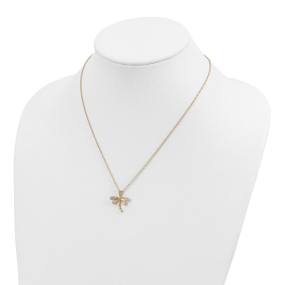 10k Tri-Color Black Hills Gold Dragonfly Necklace