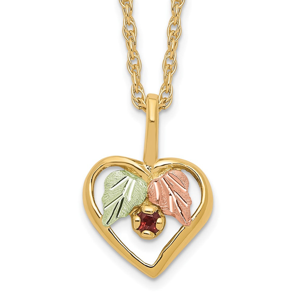 10k Tri-Color Black Hills Gold Heart Garnet Necklace