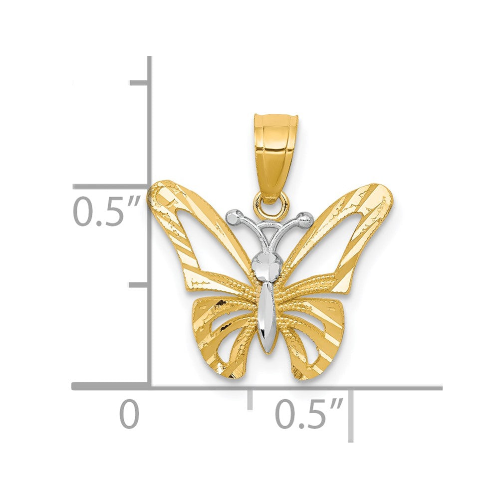 10K w/ Rhodium Butterfly Pendant