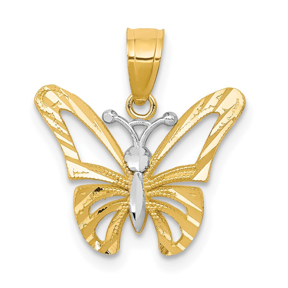 10K w/ Rhodium Butterfly Pendant